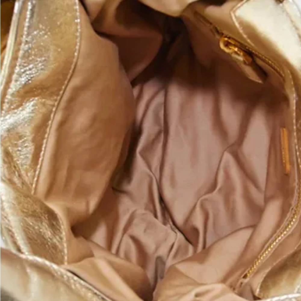 Auth MUI MUI Elegant Gold Y2K mini hobo leather Women's Handbag RARE vintage - Picture 8 of 14